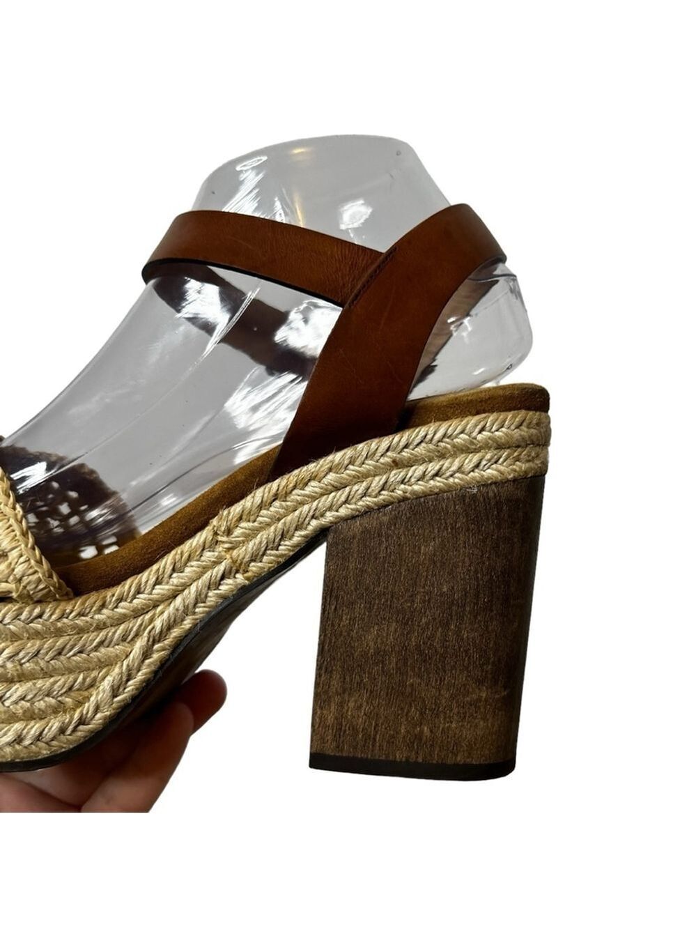 CASTAÑER Leather Colorblock Neutral Pattern Chunky Block Heel Sandals - Picture 13 of 16
